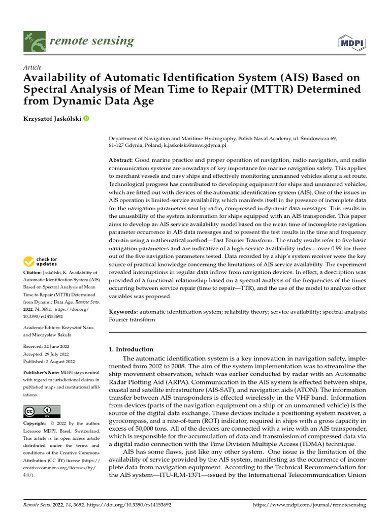 Availability of Automatic Identification | PDF | Spectral Density ...