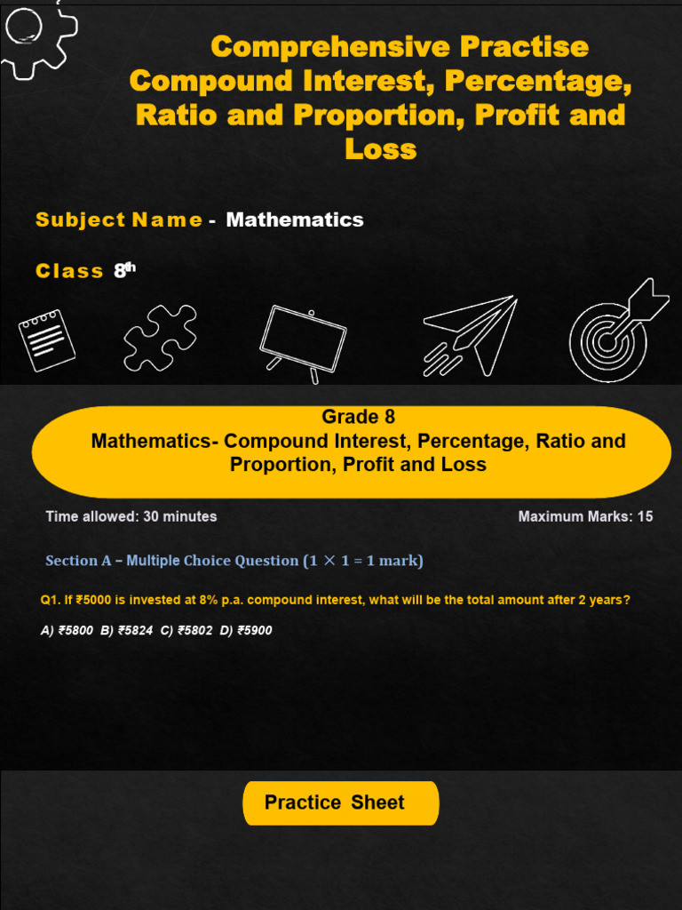 Class 8 Math Compound Percentage Ratio Profit Loss | PDF