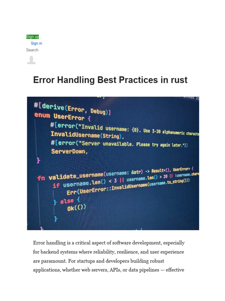 Error Handling Best Practices in Rust | PDF | Software Bug | Computer ...