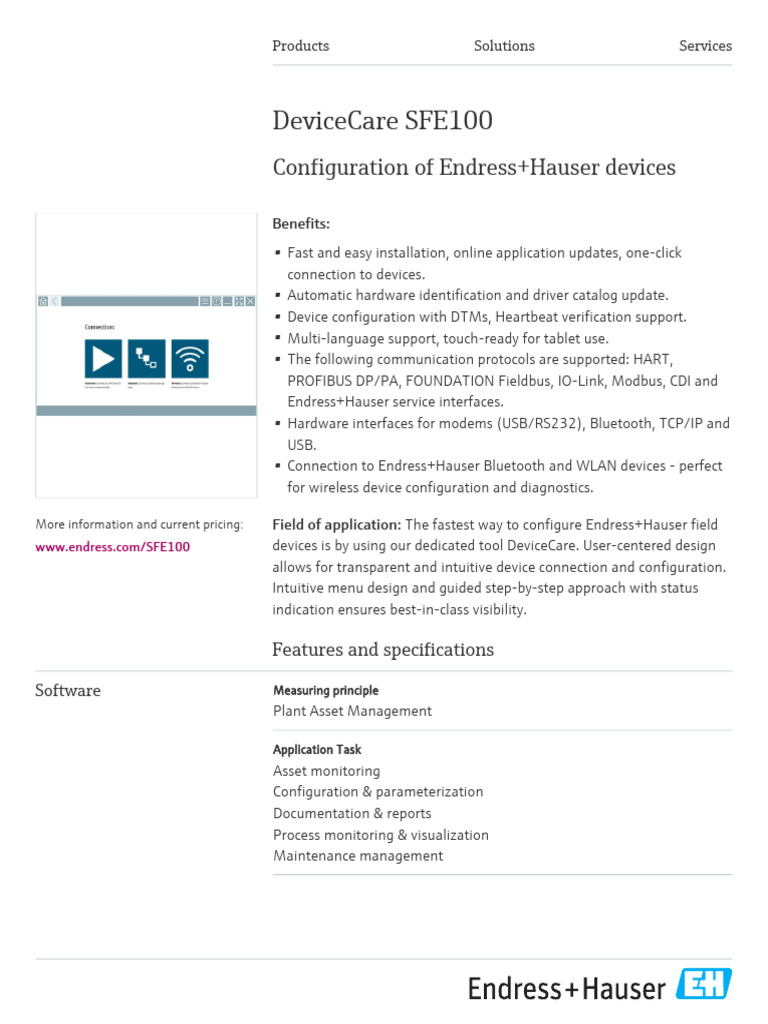 Endress-Hauser DeviceCare SFE100 en | PDF | Microsoft Windows | Windows 10