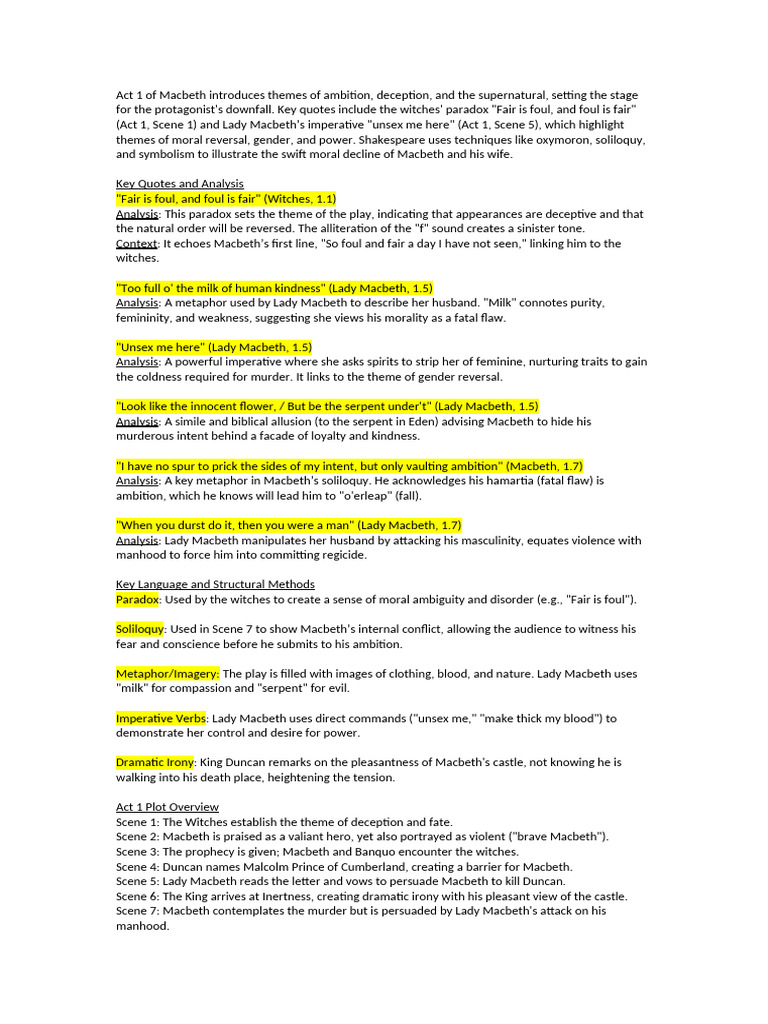 Act 1 of Macbeth Introduces Themes of Ambition | PDF | Macbeth