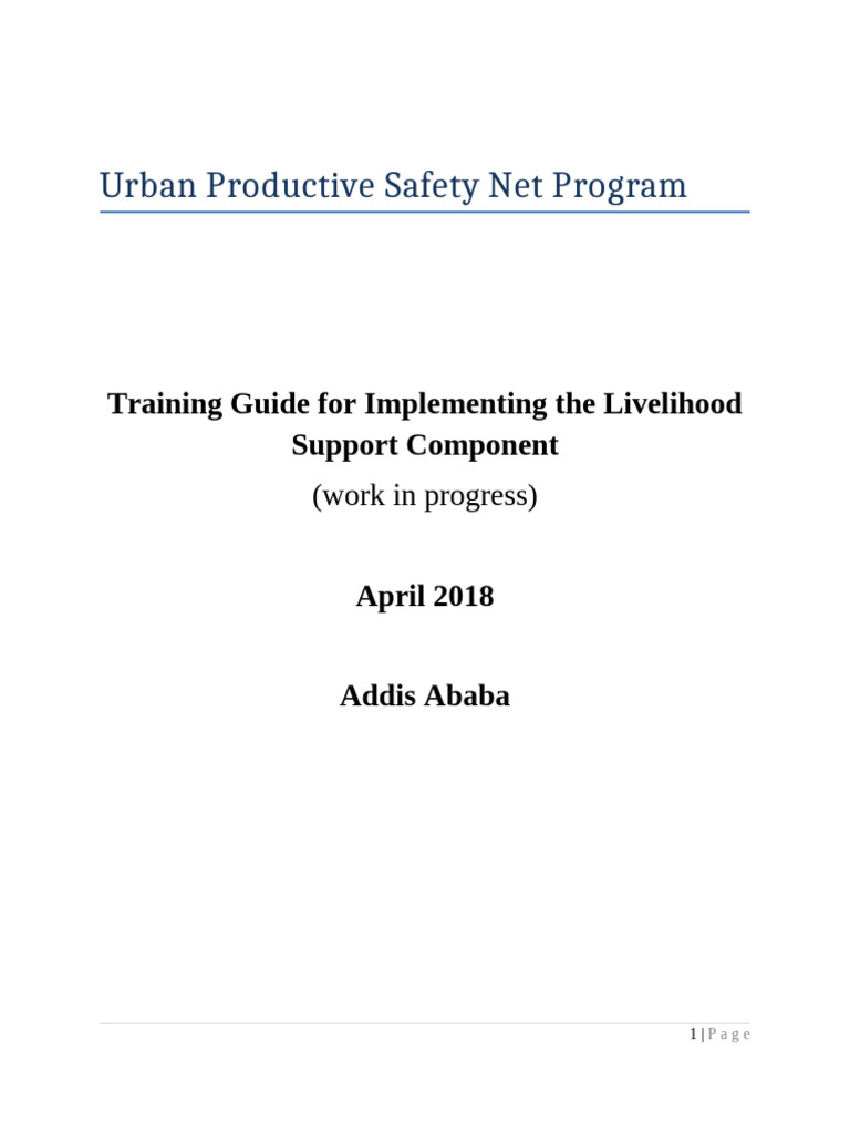 Livelihood Component Guideline - 27-4-18 | PDF | Credit | Finance ...