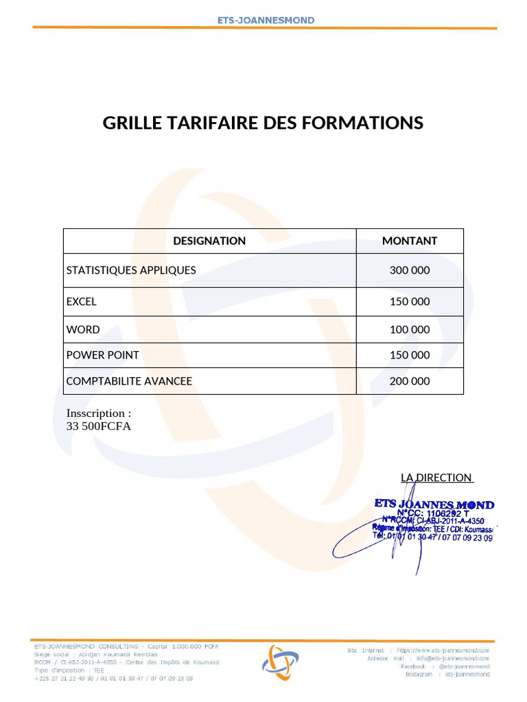 Tarifs | PDF