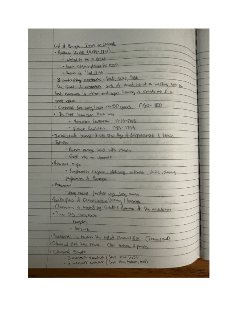 End of Baroque-Intro to Classical Notes | PDF