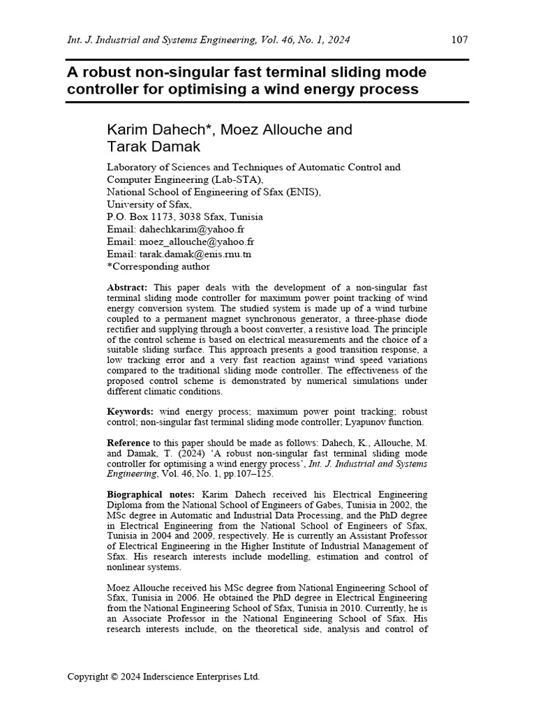 A Robust Non-Singular Fast Terminal Sliding Mode Controller For ...