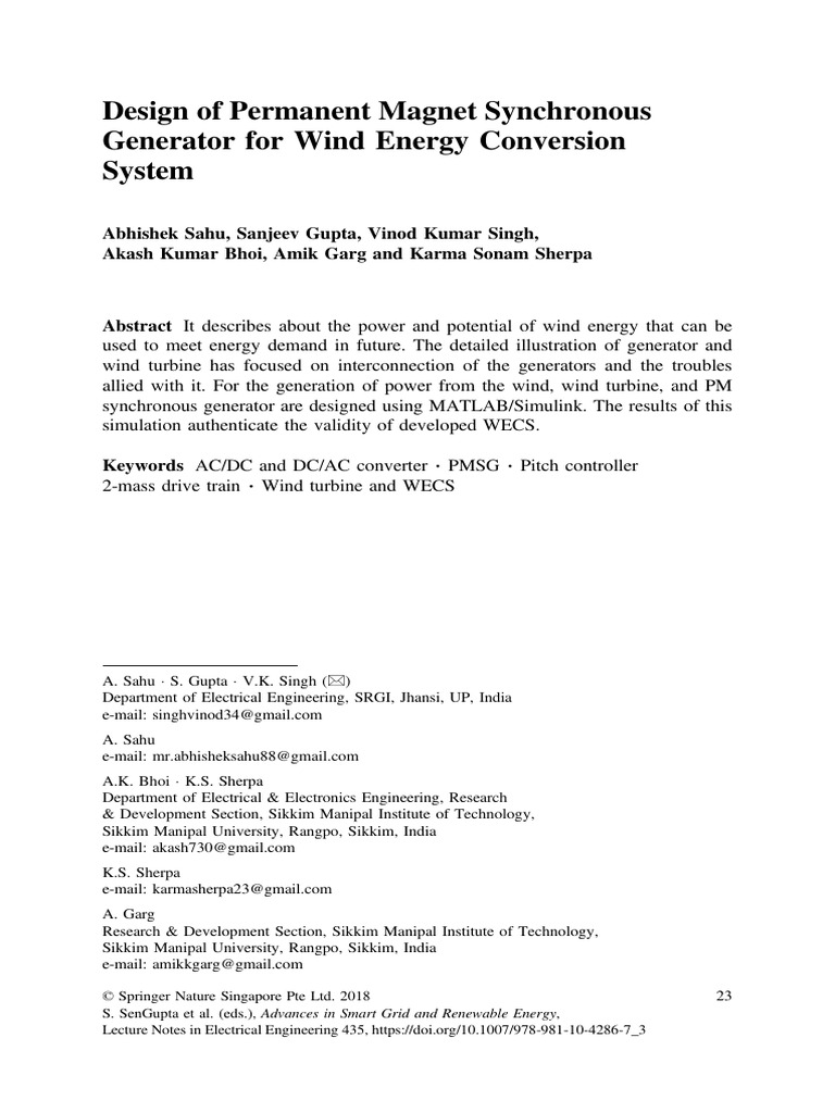 Design of Permanent Magnet Synchronous Generator For Wind Energy ...