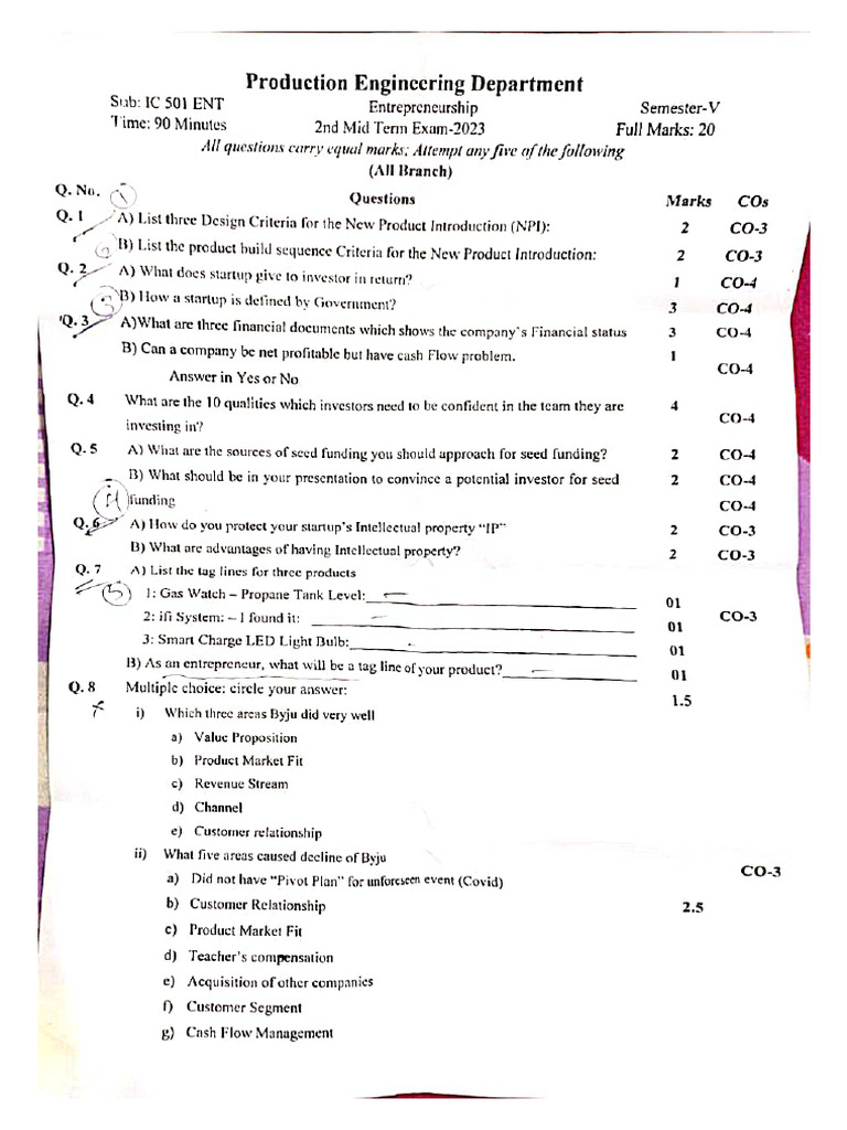 Mid Sem2 5th Sem | PDF