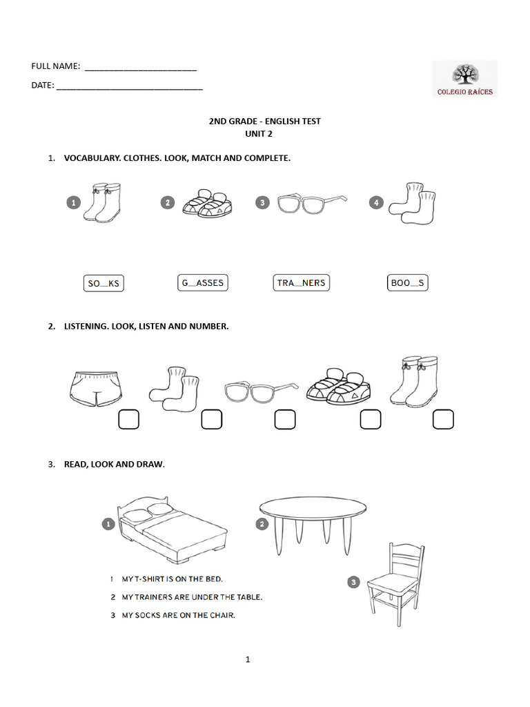 2nd Grade Test-UNIT 2 | PDF
