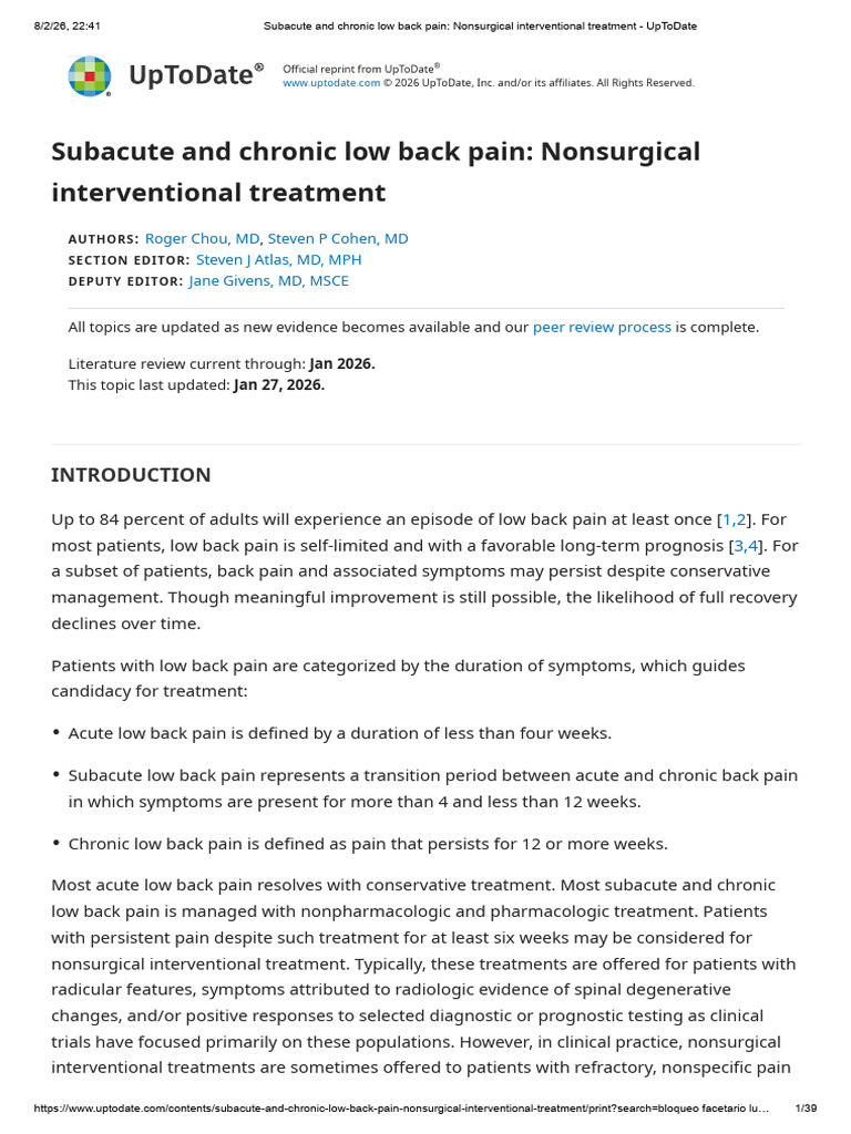 Subacute and Chronic Low Back Pain - Nonsurgical Interventional ...