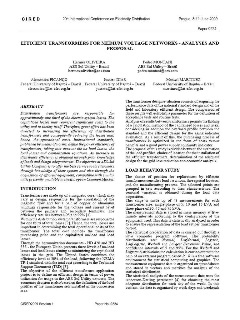 Efficient Transformers for Medium Voltag | PDF | Transformer | Inductor