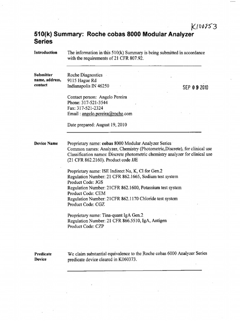 k100853 Roche Cobas 8000 FDA | PDF