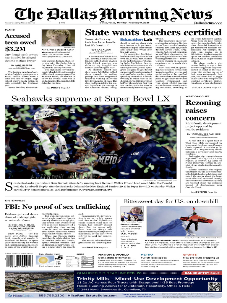 The Dallas Morning News - February 9, 2026 | PDF | Federal Reserve ...