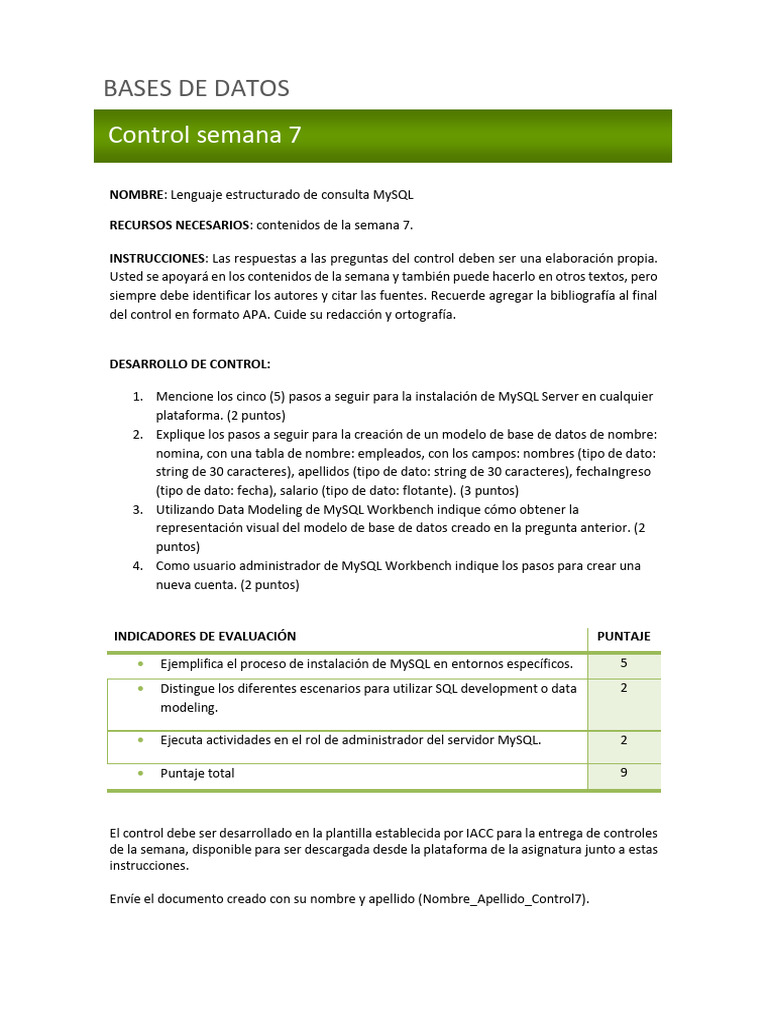 Control Semana 7 V3 | PDF