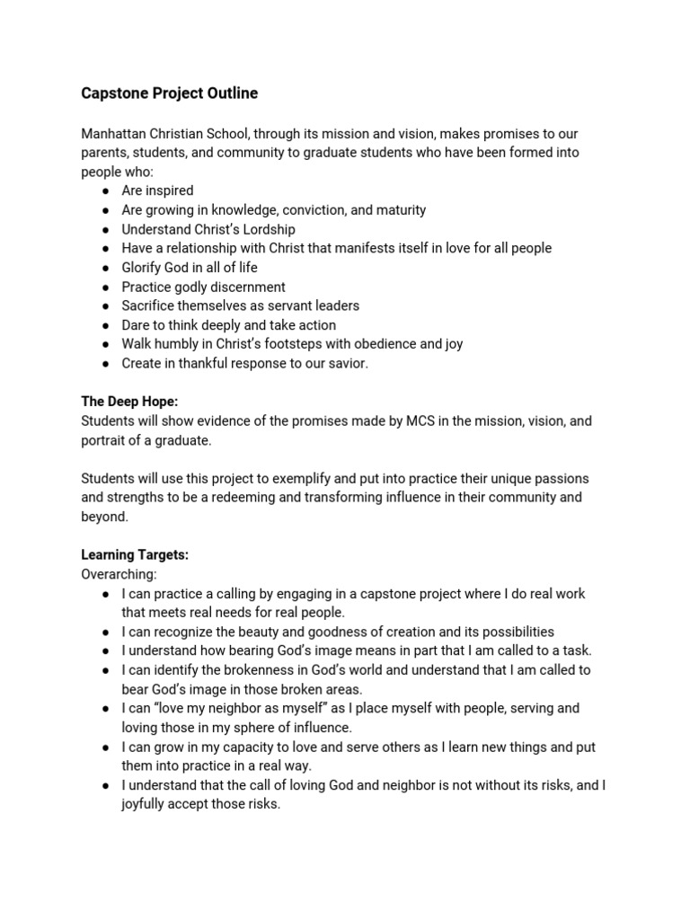 Capstone Project Outline | PDF | Jesus | God In Christianity