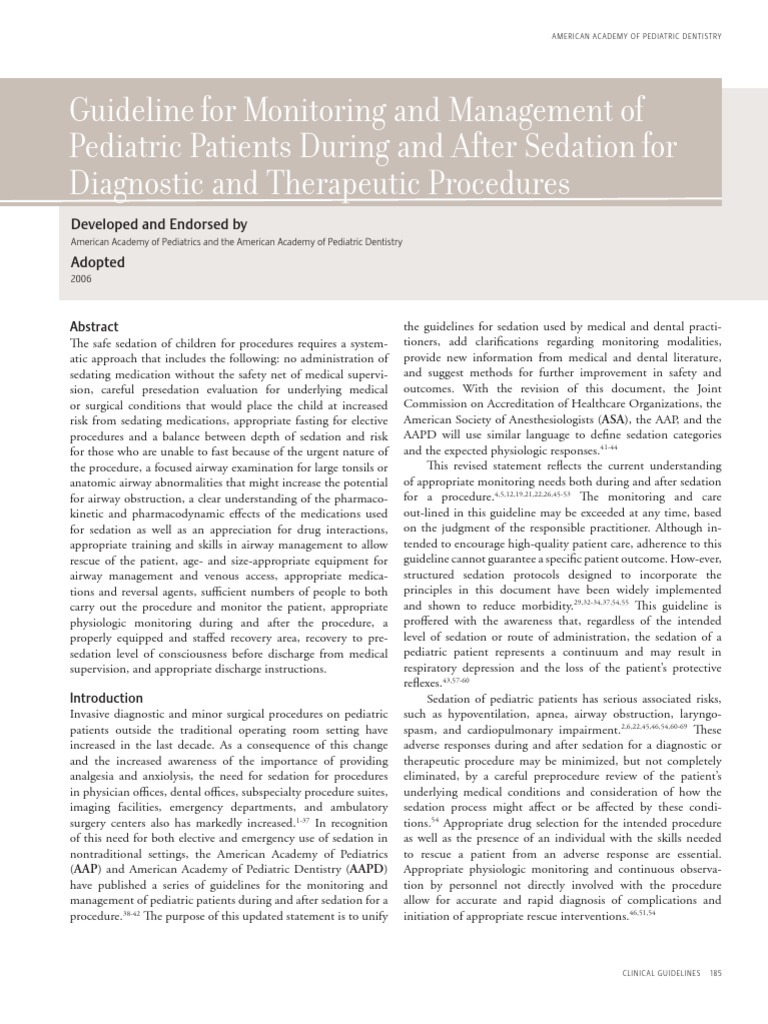 Guidelines For Sedation Aapd PDF Anesthesia Monitoring (Medicine)