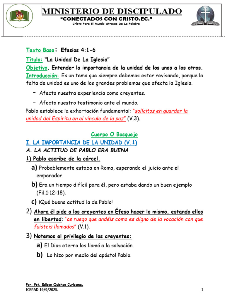 La Unidad de La Iglesia (1) | PDF | Pablo el apóstol | Cristo (título)
