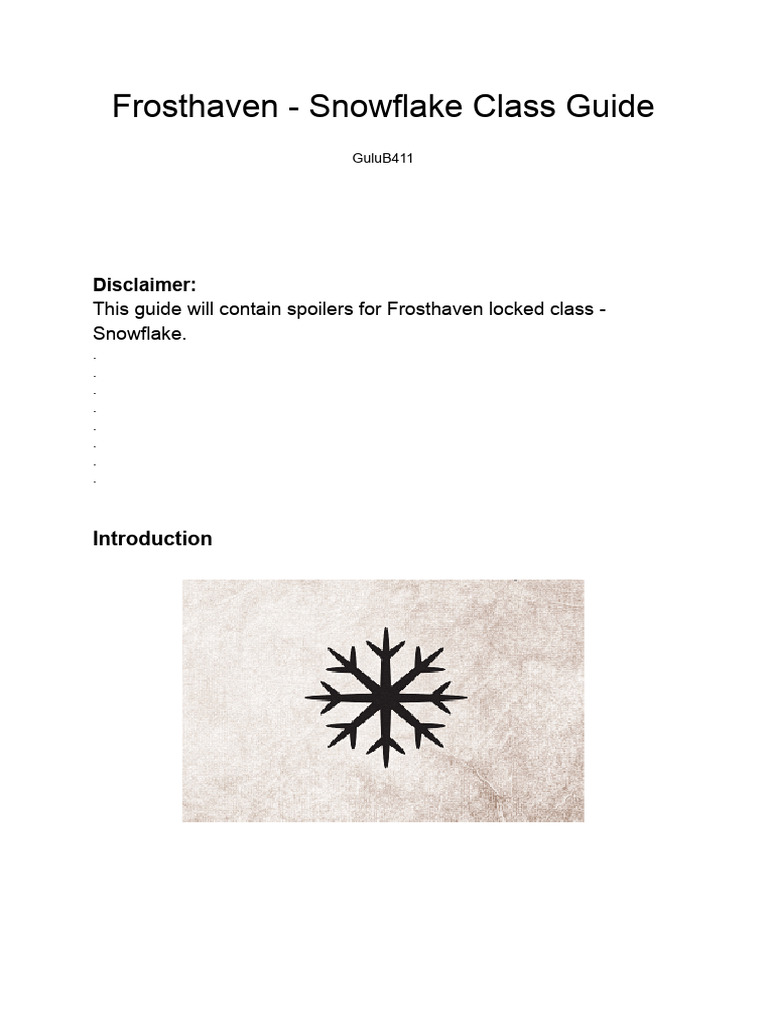 Frosthaven - Snowflake Class Guide by GuluB411 | PDF | Wound ...