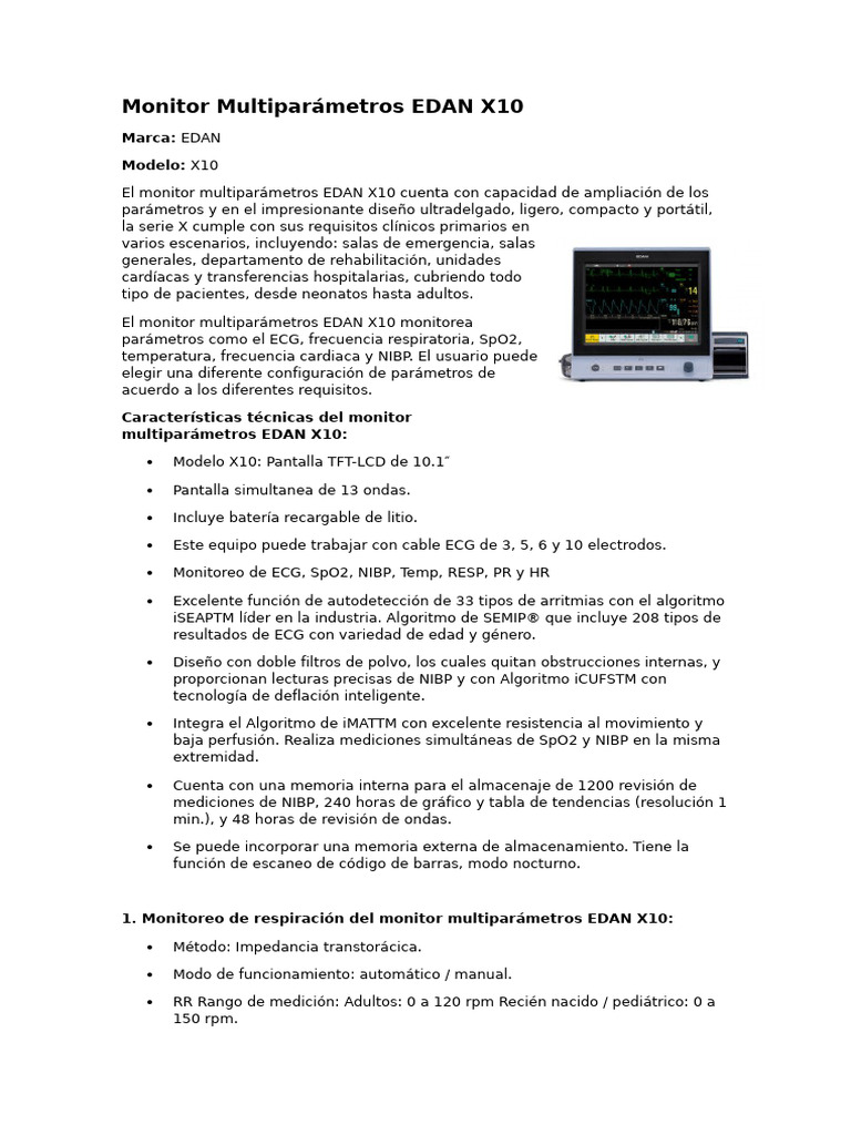 Monitor Multiparámetro Ficha Tec | PDF