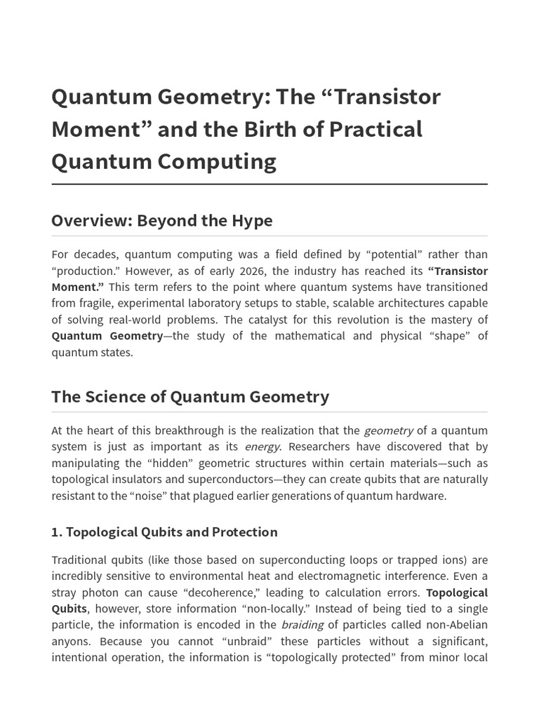 Quantum Geometry the Transistor Moment | PDF | Quantum Computing ...