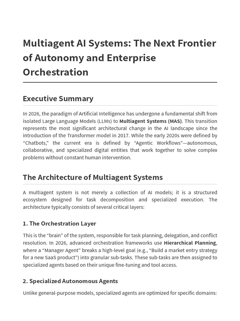 Multiagent AI Systems The Next Frontier of Autonomy | PDF | Artificial ...