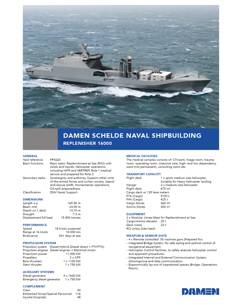 Leaflet Damen LSV Replenisher 16000 | PDF | Ships | Shipping