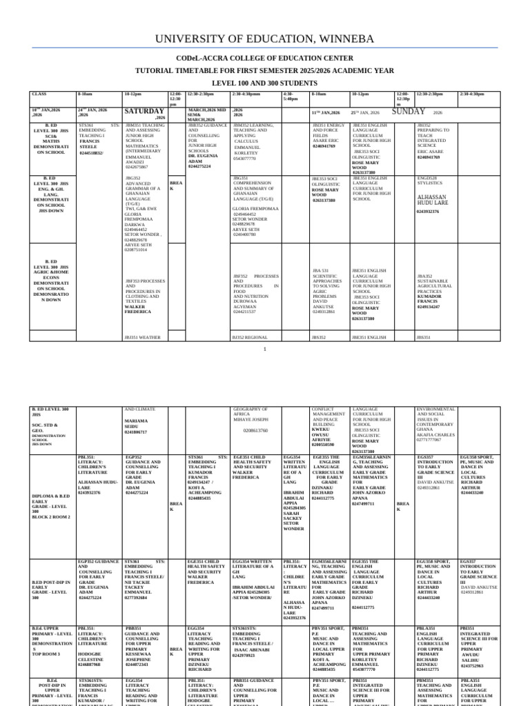 Final Timetable for l 100, 300 &600-1 | PDF | Intelligence