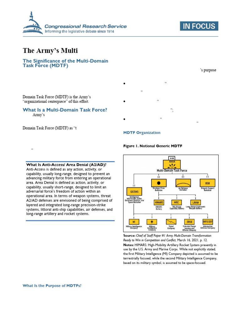 US Army Multi Domain Task Force | PDF
