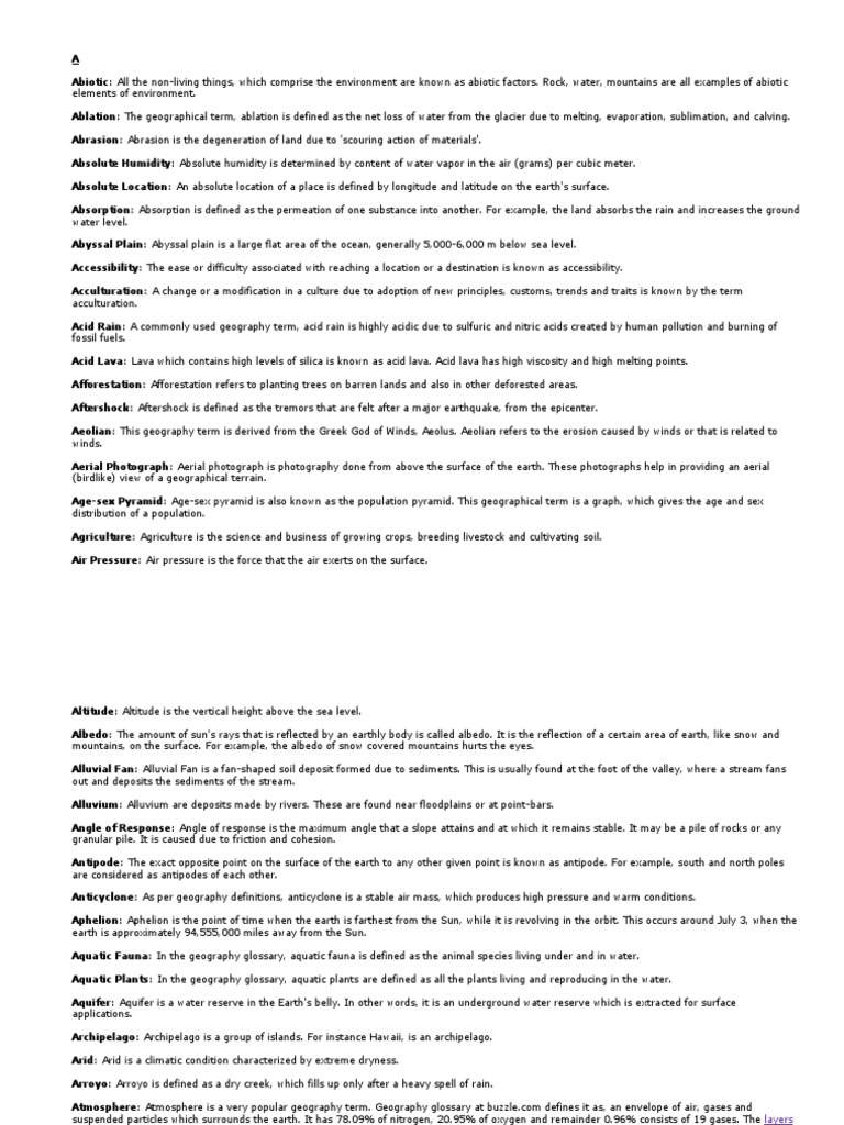 Glossary of Geographical Terms | Download Free PDF | Glacier | Earth