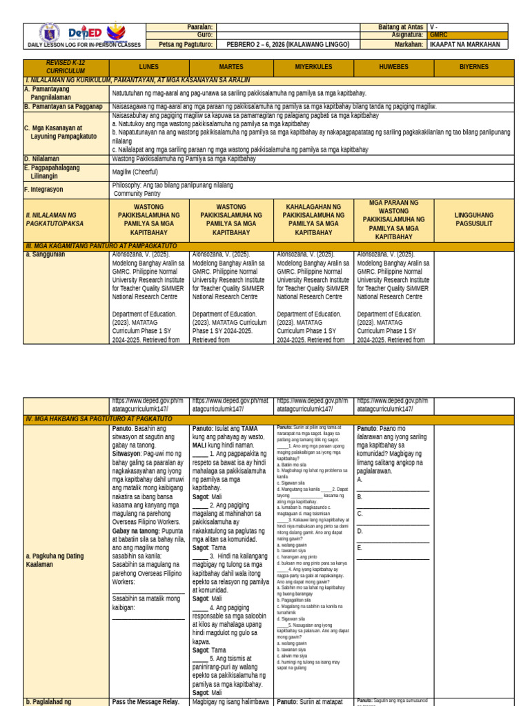 G5 GMRC DLL Q4 W2 | PDF