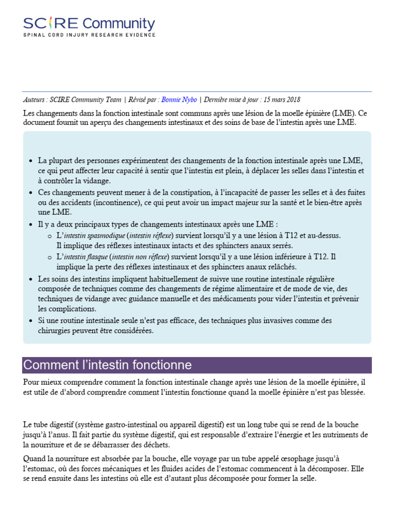 SCIRE C Bowel Changes After SCI Download French | PDF | Fibre ...