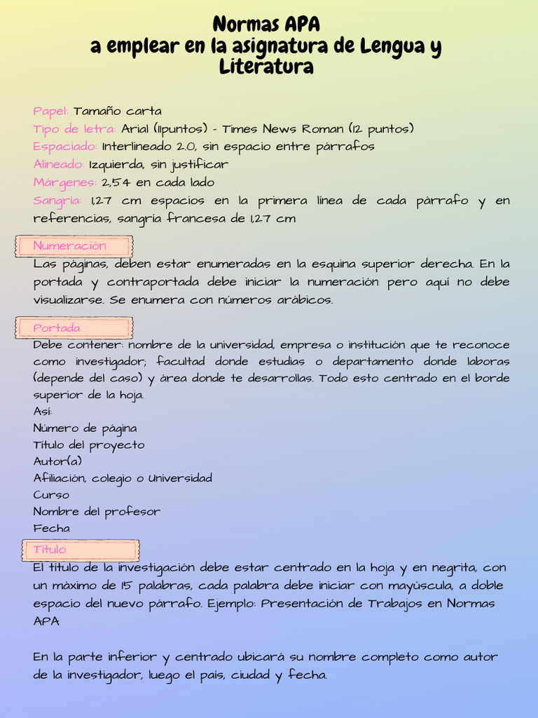 2025 F05086108normas APA A Emplear en La Asignatura de Lengua y ...