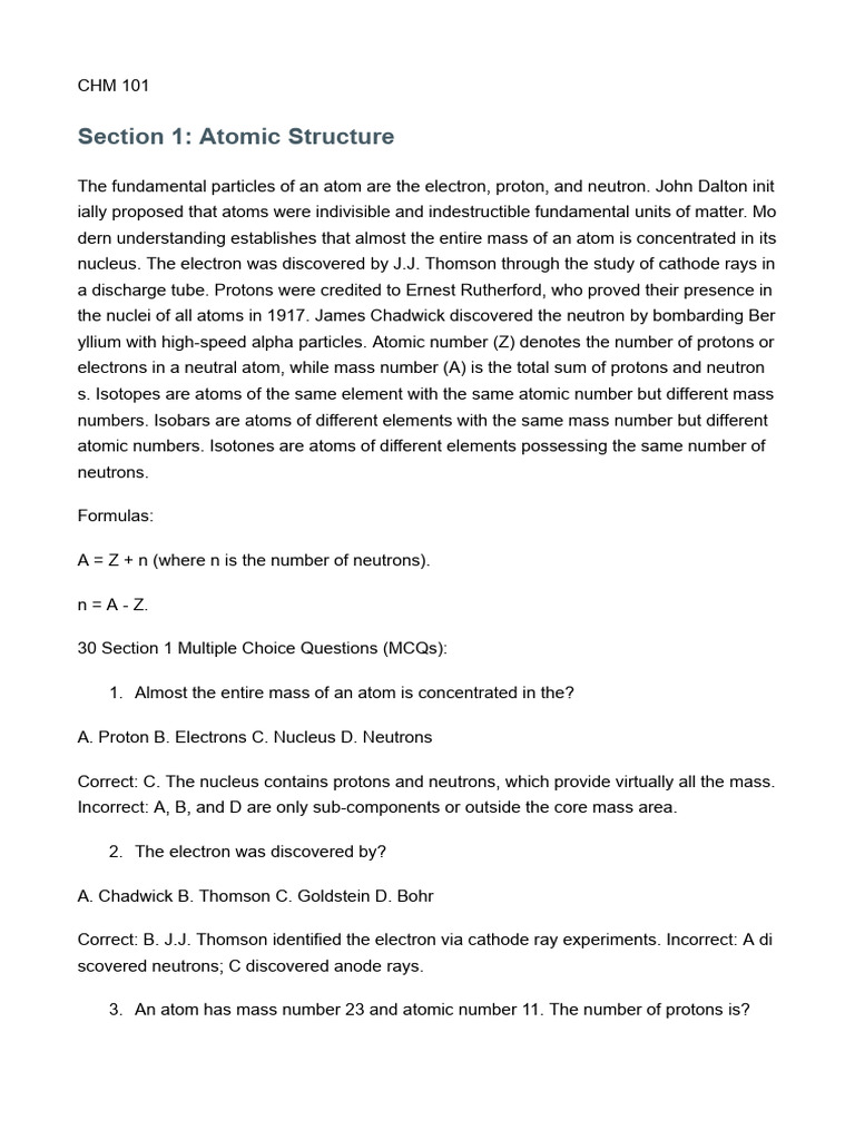 CHM 101 | PDF | Chemical Bond | Atomic Nucleus