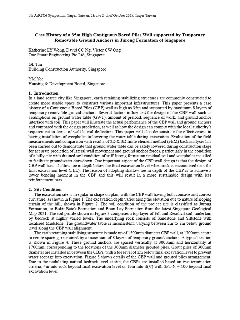 Case History of A 35m High Contiguous Bored Piles Wall Supported by ...
