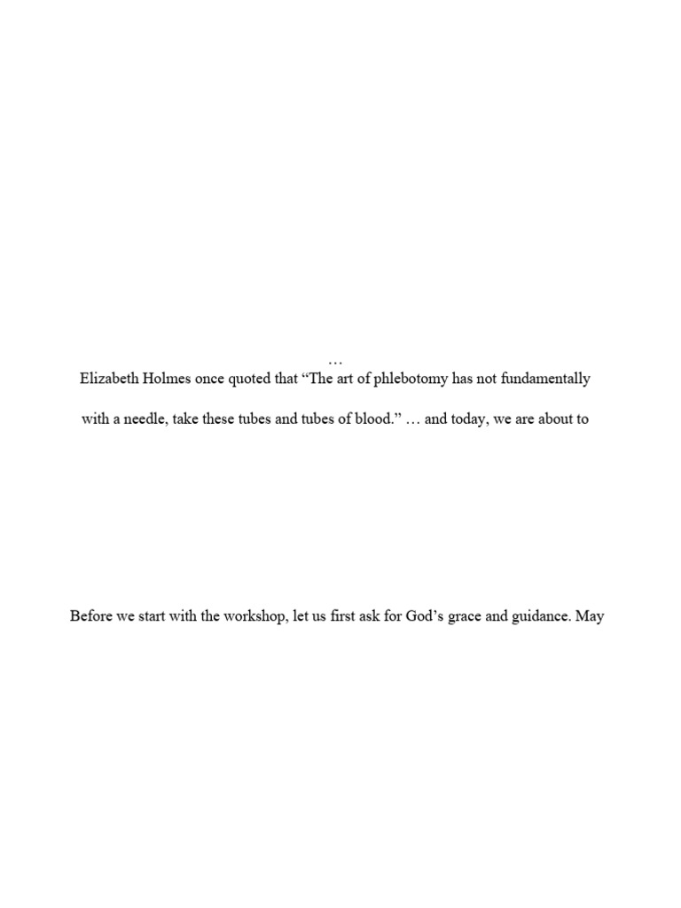 Final Edited Script For Phlebotomy Workshop 2023 | PDF | Social ...
