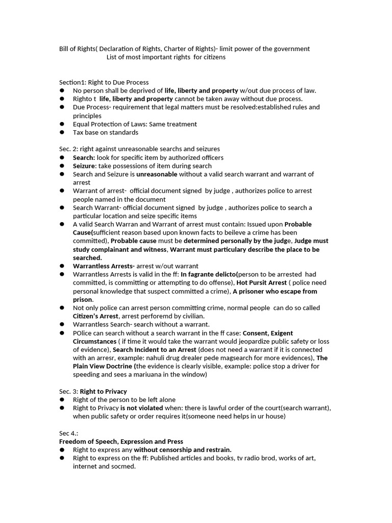 Bill of Rights | PDF | Search Warrant | Search And Seizure