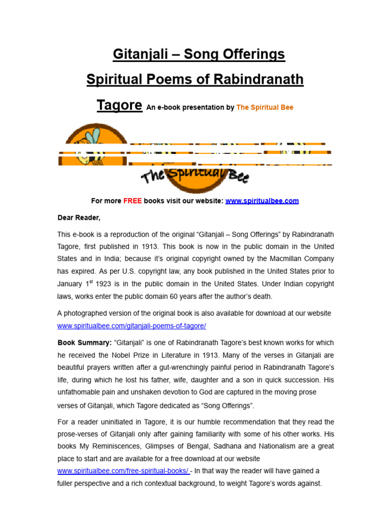 Gitanjali by Rabindranath Tagore | PDF | Rabindranath Tagore