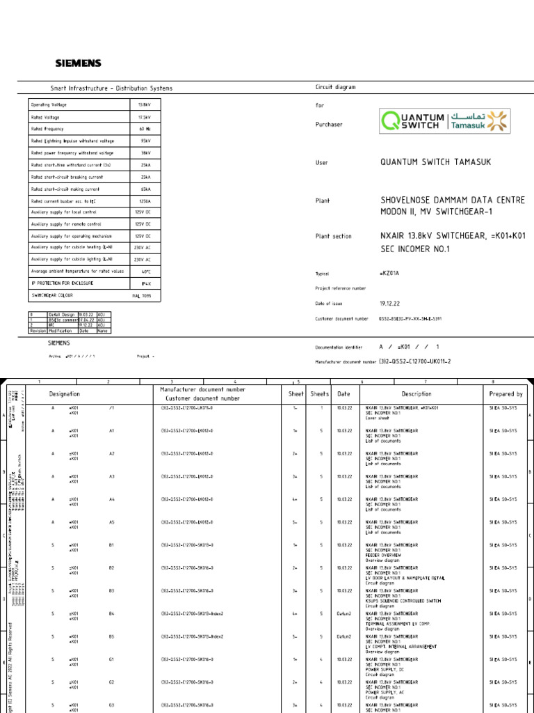 Qst-Mv-Intake SWGR-1 - K01 | PDF | Mains Electricity | Power Engineering