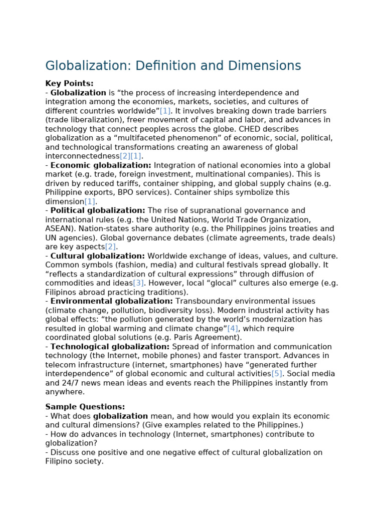 Globalization - Definition and Dimensions | PDF | Economic Inequality ...