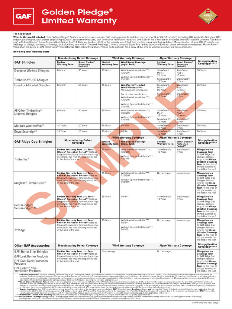 GAF Golden Pledge Warranty | PDF | Roof | Common Law