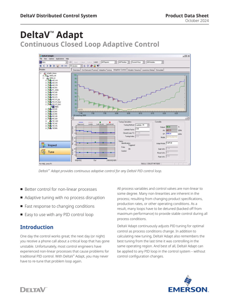 Product Data Sheet Deltav Adapt Continuous Closed Loop Adaptive Control ...