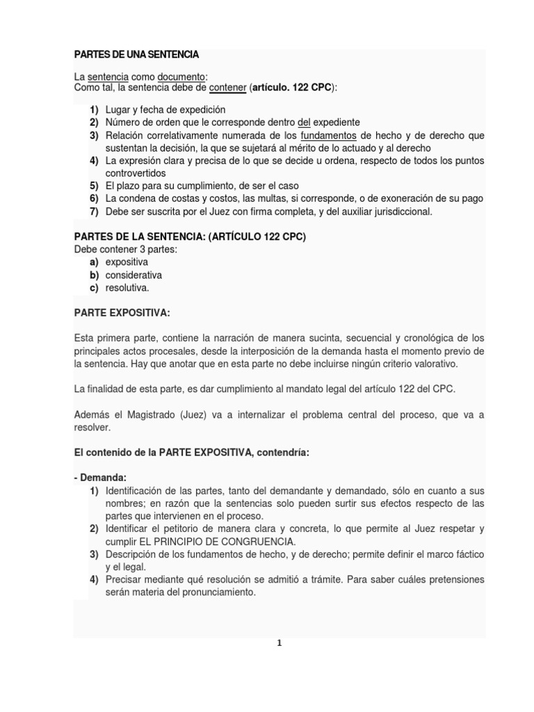 Partes de Una Sentencia | PDF | Sentencia (ley) | Ley procesal