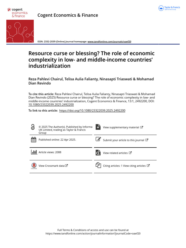 Resource Curse or Blessing the Role of Economic Complexity in Low- And ...