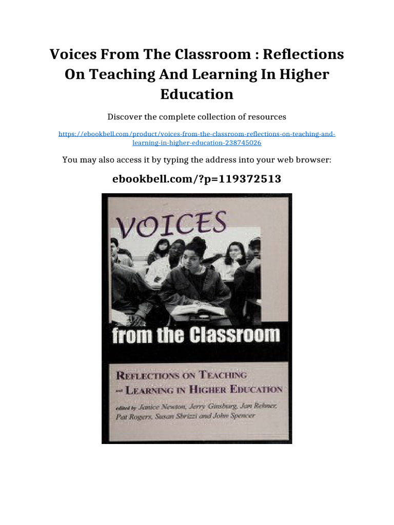 Voices From The Classroom: Reflections On Teaching and Learning in ...