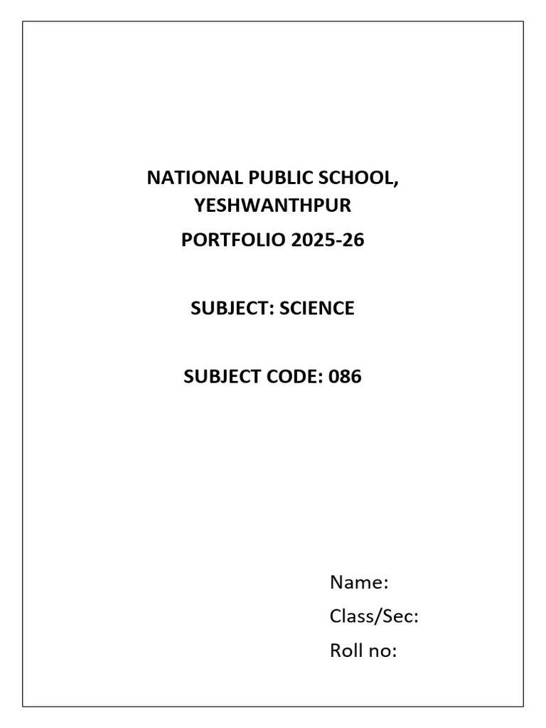 Class 9 Science Cover Page & Index | PDF