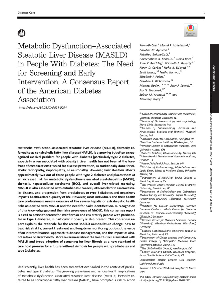 Masld en Dm2 Ada 2025 Original | PDF | Metabolic Syndrome | Diabetes