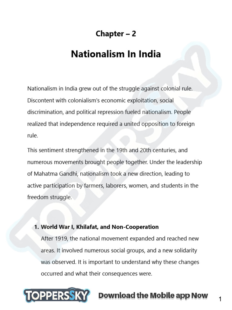 Nationalism in India: Chapter - 2 | PDF | Mahatma Gandhi | Indian ...