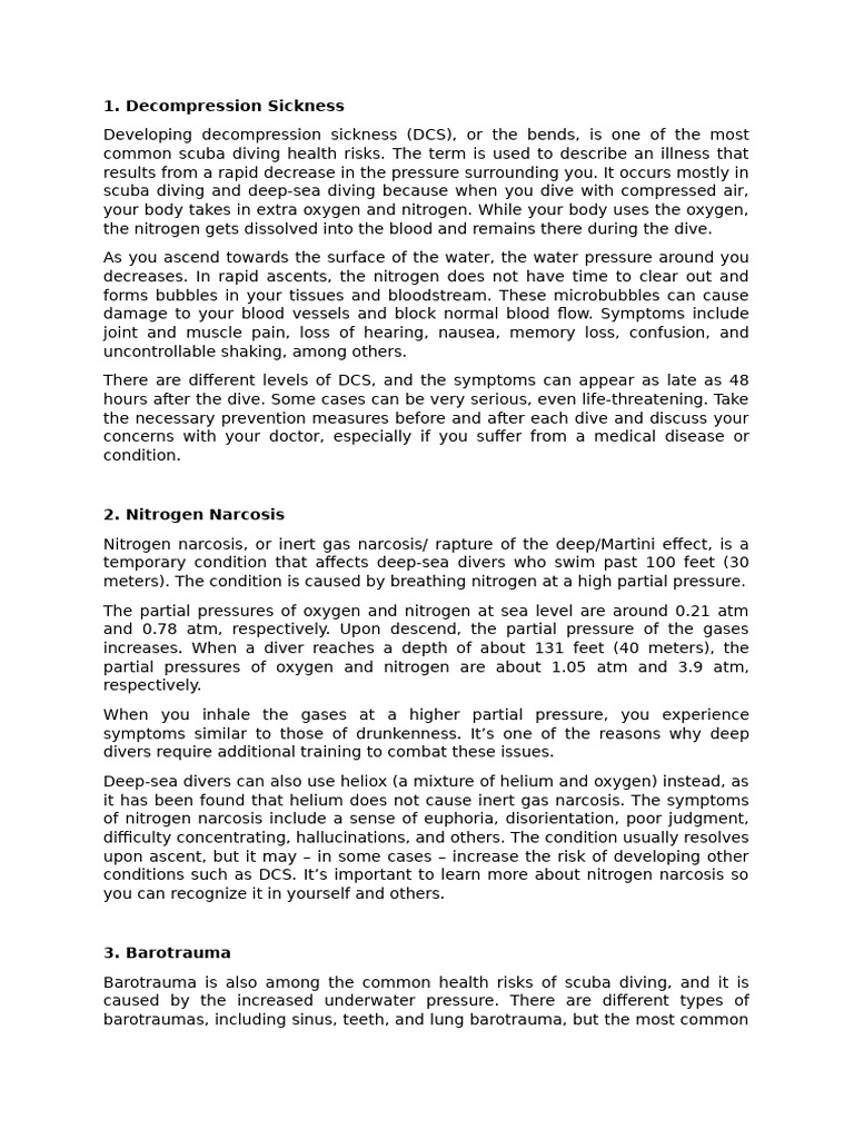 Dangers of Scuba Diving | PDF | Underwater Diving | Scuba Diving