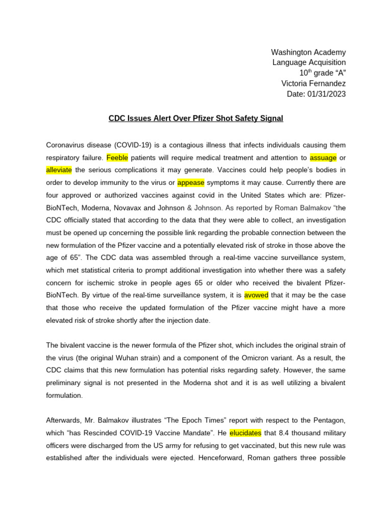 CDC ESSAY | PDF | Vaccines | Immunology
