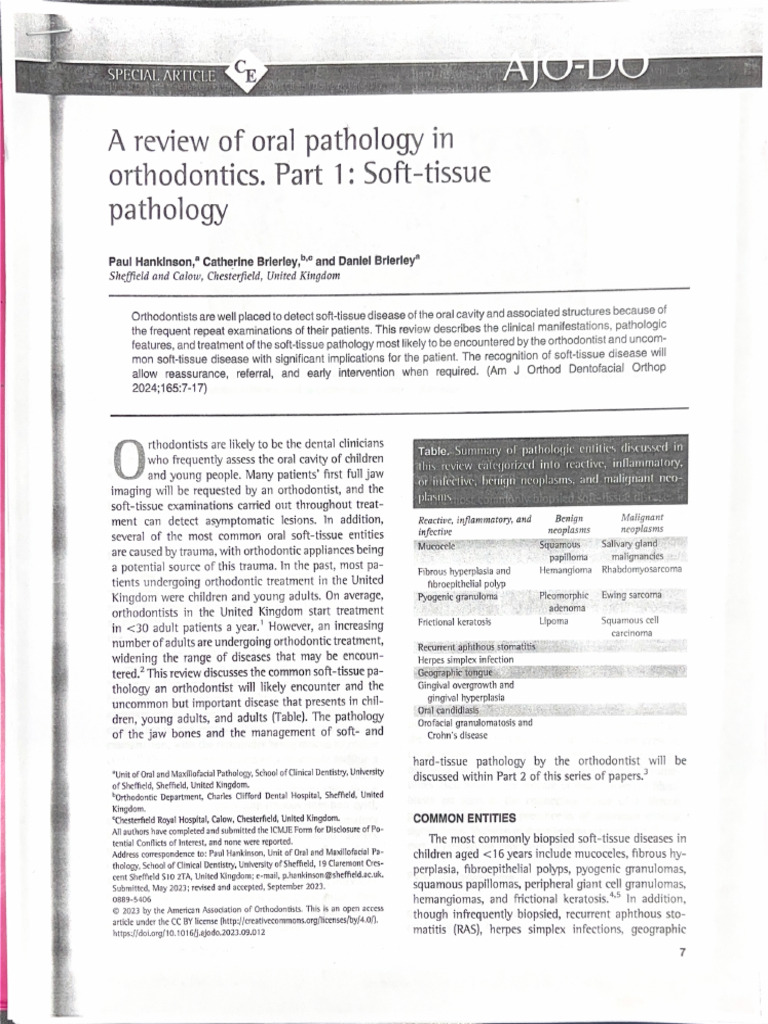 A Review of Oral Pathology In | PDF