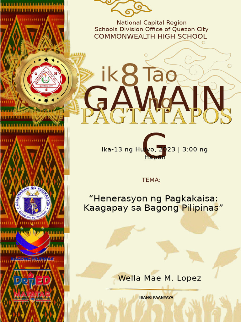 Red & Gold Ethnic Graduation Programme Tagalog | PDF
